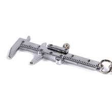 Load image into Gallery viewer, Mental Movable Vernier Caliper Ruler Model Keychain Mini Vernier Caliper Key Ring Car Turbo Key Chain Gauge Tool
