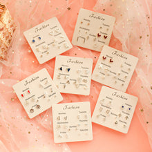 Load image into Gallery viewer, 6 Pairs Silver Delicate Fashion Korean Rhinestone Earrings Set One Week Earring Gift Brincos
