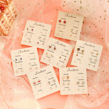 Load image into Gallery viewer, 7 Pairs Delicate Fashion Korean Rhinestone Earrings Set One Week Earring Gift Brincos

