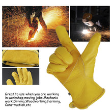 Load image into Gallery viewer, Cowhide Leather Work Safe Gloves for Garden Motorcycle Driving Welding Protection Workshops Non-slip Wear-resisting Fit Porter
