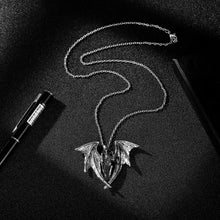 Load image into Gallery viewer, Hip-hop Night Light Human Skeleton Luminous Bat Wings Necklace Halloween Street Jewelry Gift
