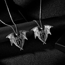 Load image into Gallery viewer, Hip-hop Night Light Human Skeleton Luminous Bat Wings Necklace Halloween Street Jewelry Gift
