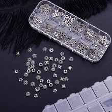 Load image into Gallery viewer, 360pcs Silver Spacer Beads Caps of 12 Styles Jewelry Accessories for Bracelet Necklace Jewelry Making
