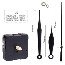 Load image into Gallery viewer, Quartz Clock Movement With Hands For Mechanism Clock Repair Replacement Shaft Length 12mm (9/20 Inch) Thread Length 5mm(1/5 Inch)
