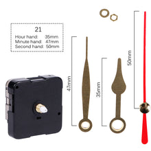 Load image into Gallery viewer, Quartz Clock Movement With Hands For Mechanism Clock Repair Replacement Shaft Length 12mm (9/20 Inch) Thread Length 5mm(1/5 Inch)
