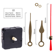 Load image into Gallery viewer, Quartz Clock Movement With Hands For Mechanism Clock Repair Replacement Shaft Length 12mm (9/20 Inch) Thread Length 5mm(1/5 Inch)
