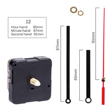 Load image into Gallery viewer, Quartz Clock Movement With Hands For Mechanism Clock Repair Replacement Shaft Length 12mm (9/20 Inch) Thread Length 5mm(1/5 Inch)
