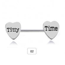 Load image into Gallery viewer, Surgical Stainless Lettering Bra Lovely Heart Nipple Ring Piercing Rings Bra Rings Creative Body Piercing Jewelry

