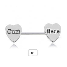 Load image into Gallery viewer, Surgical Stainless Lettering Bra Lovely Heart Nipple Ring Piercing Rings Bra Rings Creative Body Piercing Jewelry
