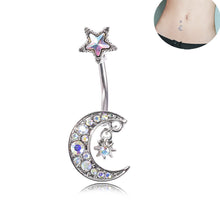 Load image into Gallery viewer, Star Moon Pretty Crystal Rhinestone Navel Belly Button Barbell Ring Body Piercing
