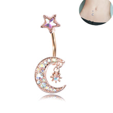 Load image into Gallery viewer, Star Moon Pretty Crystal Rhinestone Navel Belly Button Barbell Ring Body Piercing
