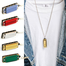 Load image into Gallery viewer, Mini Harmonica Necklace 4 Hole 8 Tone Harmonica Pendant Necklace Kids Musical Instruments Gift
