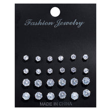 Load image into Gallery viewer, 12 Pairs Simple Exquisite Elegant Ear Stud Alloy Round Zircon Earring Sets Women Jewelry Gift
