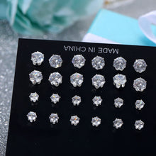 Load image into Gallery viewer, 12 Pairs Simple Exquisite Elegant Ear Stud Alloy Round Zircon Earring Sets Women Jewelry Gift
