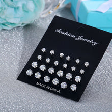 Load image into Gallery viewer, 12 Pairs Simple Exquisite Elegant Ear Stud Alloy Round Zircon Earring Sets Women Jewelry Gift
