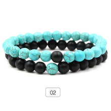 Load image into Gallery viewer, Couples His &amp; Hers Distance 8mm Beads Elastic Bracelet Two-color Natural Stones Jewelry

