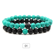 Load image into Gallery viewer, Couples His &amp; Hers Distance 8mm Beads Elastic Bracelet Two-color Natural Stones Jewelry
