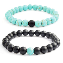 Load image into Gallery viewer, Couples His &amp; Hers Distance 8mm Beads Elastic Bracelet Two-color Natural Stones Jewelry
