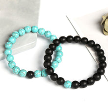 Load image into Gallery viewer, Couples His &amp; Hers Distance 8mm Beads Elastic Bracelet Two-color Natural Stones Jewelry
