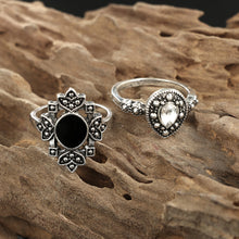 Load image into Gallery viewer, 15pcs/set Fashion Personalized Hollow Lotus Sunflower Geometric Black Gem Rings Women Jewelry Gift
