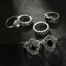Load image into Gallery viewer, 15pcs/set Fashion Personalized Hollow Lotus Sunflower Geometric Black Gem Rings Women Jewelry Gift
