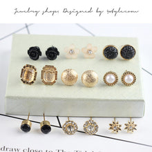 Load image into Gallery viewer, 9 Pairs/Set Fashion Elegent Geometric Flowers Gold Earrings Women Jewelry Gift
