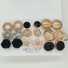 Load image into Gallery viewer, 9 Pairs/Set Fashion Elegent Geometric Flowers Gold Earrings Women Jewelry Gift
