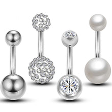 Load image into Gallery viewer, 4PCS/Set Fashion Simple Stainless Steel Zircon Belly Button Nail Set Women Body Piercing Jewelry

