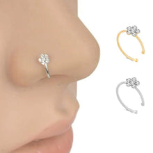Load image into Gallery viewer, New Fashion Plum Blossom Rhinestones C-shaped Nose Rings Body Piercing Accessories
