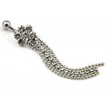 Load image into Gallery viewer, Crystal Rhinestone Flower Dangle Navel Belly Button Barbell Ring Body Piercing
