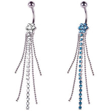 Load image into Gallery viewer, Crystal Rhinestone Flower Dangle Navel Belly Button Barbell Ring Body Piercing
