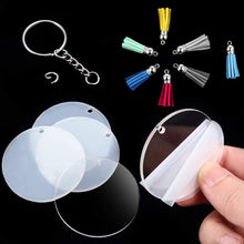Load image into Gallery viewer, 24 Pieces Acrylic Transparent Circle Discs, 2 Inch Diameter Round Clear Acrylic Keychain Blanks And Tassel Pendant 96pcs Keyring Set For DIY Projects And Crafts
