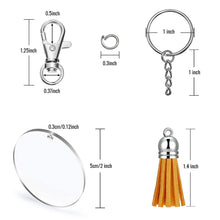 Load image into Gallery viewer, 24 Pieces Acrylic Transparent Circle Discs, 2 Inch Diameter Round Clear Acrylic Keychain Blanks And Tassel Pendant 96pcs Keyring Set For DIY Projects And Crafts
