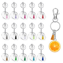 Load image into Gallery viewer, 24 Pieces Acrylic Transparent Circle Discs, 2 Inch Diameter Round Clear Acrylic Keychain Blanks And Tassel Pendant 96pcs Keyring Set For DIY Projects And Crafts
