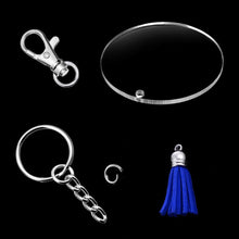 Load image into Gallery viewer, 24 Pieces Acrylic Transparent Circle Discs, 2 Inch Diameter Round Clear Acrylic Keychain Blanks And Tassel Pendant 96pcs Keyring Set For DIY Projects And Crafts
