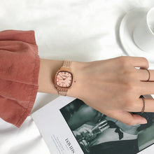 Load image into Gallery viewer, Women Fashion Casual Retro Luxury Small Square Wheat Ear Printing Watch Ladies Rose Gold Quartz Watch
