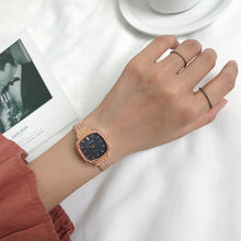 Load image into Gallery viewer, Women Fashion Casual Retro Luxury Small Square Wheat Ear Printing Watch Ladies Rose Gold Quartz Watch
