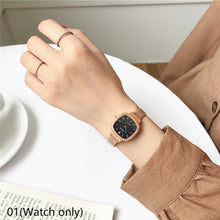 Load image into Gallery viewer, Women Fashion Casual Retro Luxury Small Square Wheat Ear Printing Watch Ladies Rose Gold Quartz Watch
