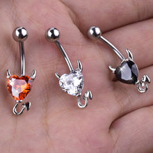 Load image into Gallery viewer, 1PC Fashion Little Devil Glitter Heart-shape Zircon Stainless Steel Belly Button Nail Women Body Piercing Jewelry
