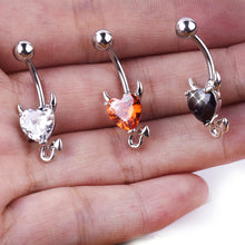 Load image into Gallery viewer, 1PC Fashion Little Devil Glitter Heart-shape Zircon Stainless Steel Belly Button Nail Women Body Piercing Jewelry
