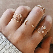 Load image into Gallery viewer, 7PCS/Set Fashion Vintage Bohemian Star Moon Knuckle Crystal Rings Women Jewelry Gift
