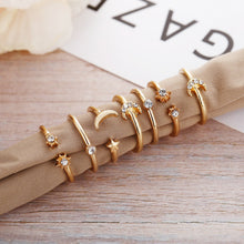 Load image into Gallery viewer, 7PCS/Set Fashion Vintage Bohemian Star Moon Knuckle Crystal Rings Women Jewelry Gift
