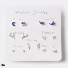 Load image into Gallery viewer, 7 Pairs Fashion Exquisite Korean One Week Ear Studs Set Women Daily Party Jewelry Gift
