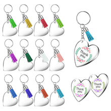 Load image into Gallery viewer, Acrylic Keychain Blanks Clear Acrylic Blanks Heart Shape Plain Acrylic Key Chain Tassel Pendant Key Rings for DIY Projects Crafts，90 Pieces
