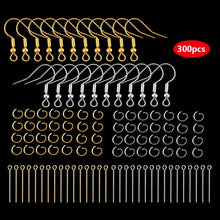 Load image into Gallery viewer, 300 Earring Hooks with Ball and Coil, Gold and Silver Earrings Making Kit with Jump Rings, Head/Eye Pins for DIY Making Supplies

