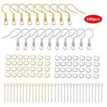 Load image into Gallery viewer, 300 Earring Hooks with Ball and Coil, Gold and Silver Earrings Making Kit with Jump Rings, Head/Eye Pins for DIY Making Supplies
