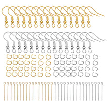 Load image into Gallery viewer, 300 Earring Hooks with Ball and Coil, Gold and Silver Earrings Making Kit with Jump Rings, Head/Eye Pins for DIY Making Supplies
