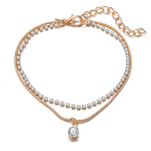 Load image into Gallery viewer, Fashion Creative Simple Double-layered Snake Bone Chain Zircon Anklet Chains Women Jewelry Gift
