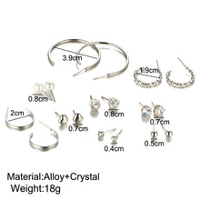 Load image into Gallery viewer, 9 Pairs/Set Fashion Simple Exaggerated Geometric Zircon Pearl Ear Studs Women Jewelry Gift
