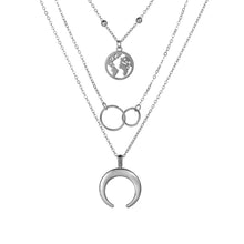 Load image into Gallery viewer, 1PC Fashion Moon Map Pendant Multi Layer Clavicle Chain Necklace Women Jewelry Gift
